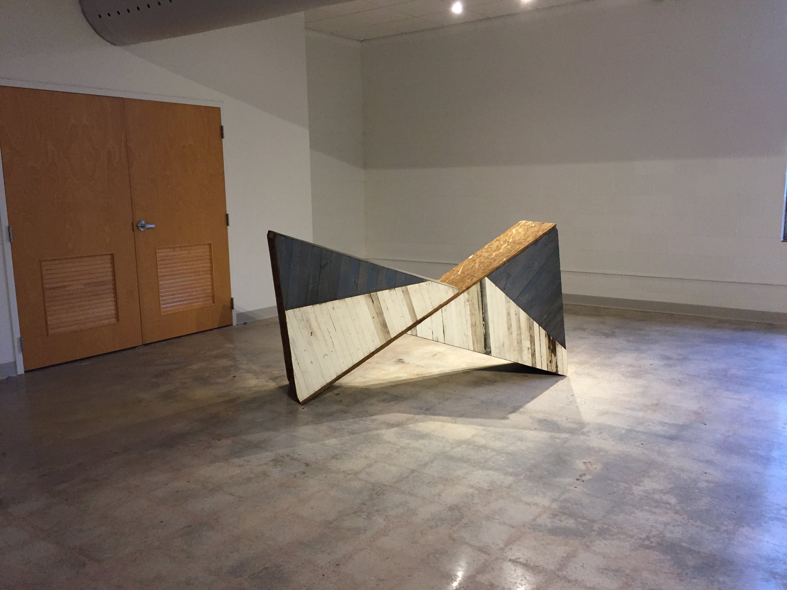    Revisiting a Place Overlooked, 2017    Reclaimed Wood, Plywood, Roofing Shingle 77 x 44 x 21 in 