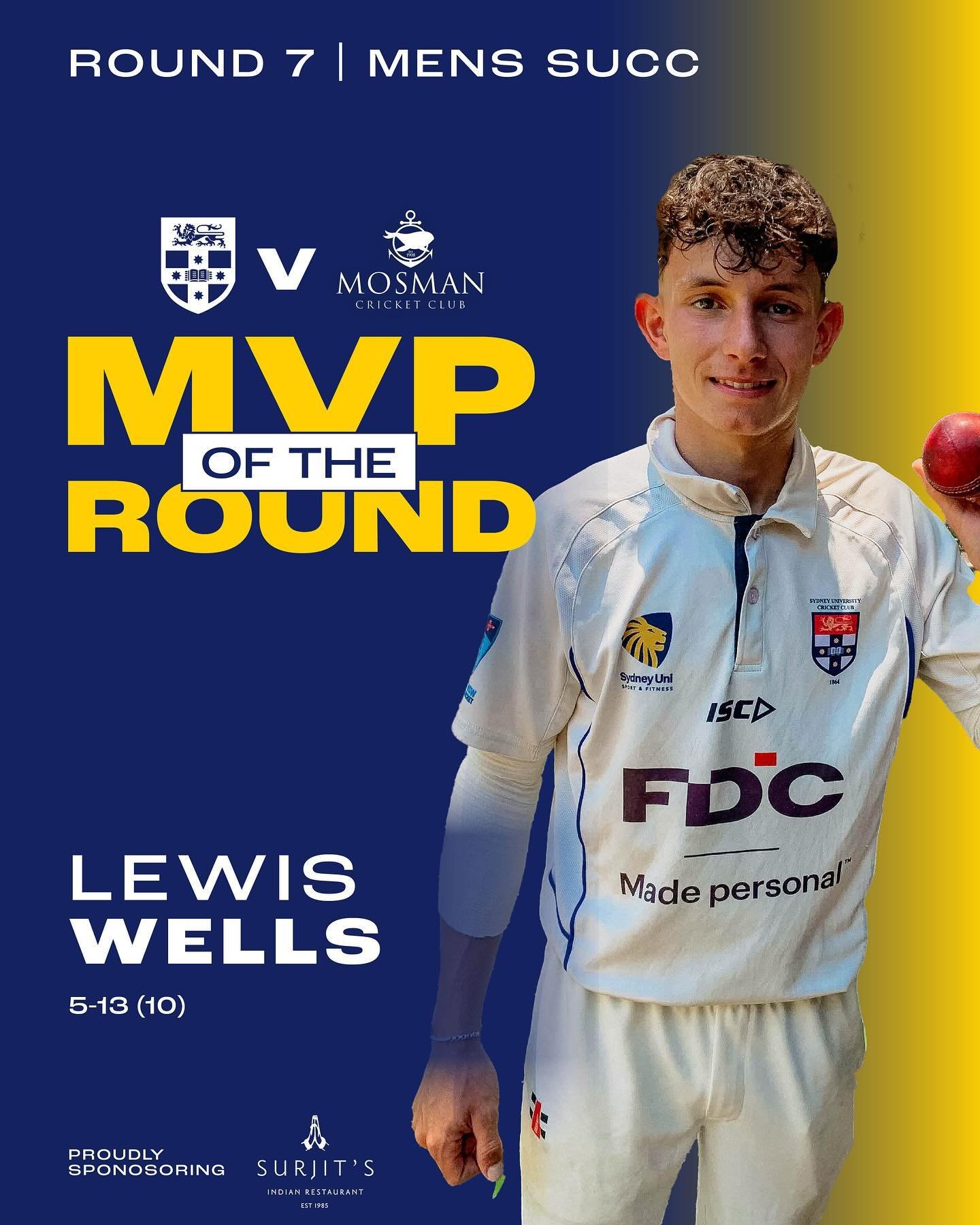 ⭐️ MVP THURSDAY ⭐️

Our Men&rsquo;s MVP this week goes to return overseas Lewis Wells. Wellsy has been on fire with the ball this season and continued his good form with 5-13 from his 10 overs against Mosman. 👏

For the Women, Vaishnavi Deobhankar a