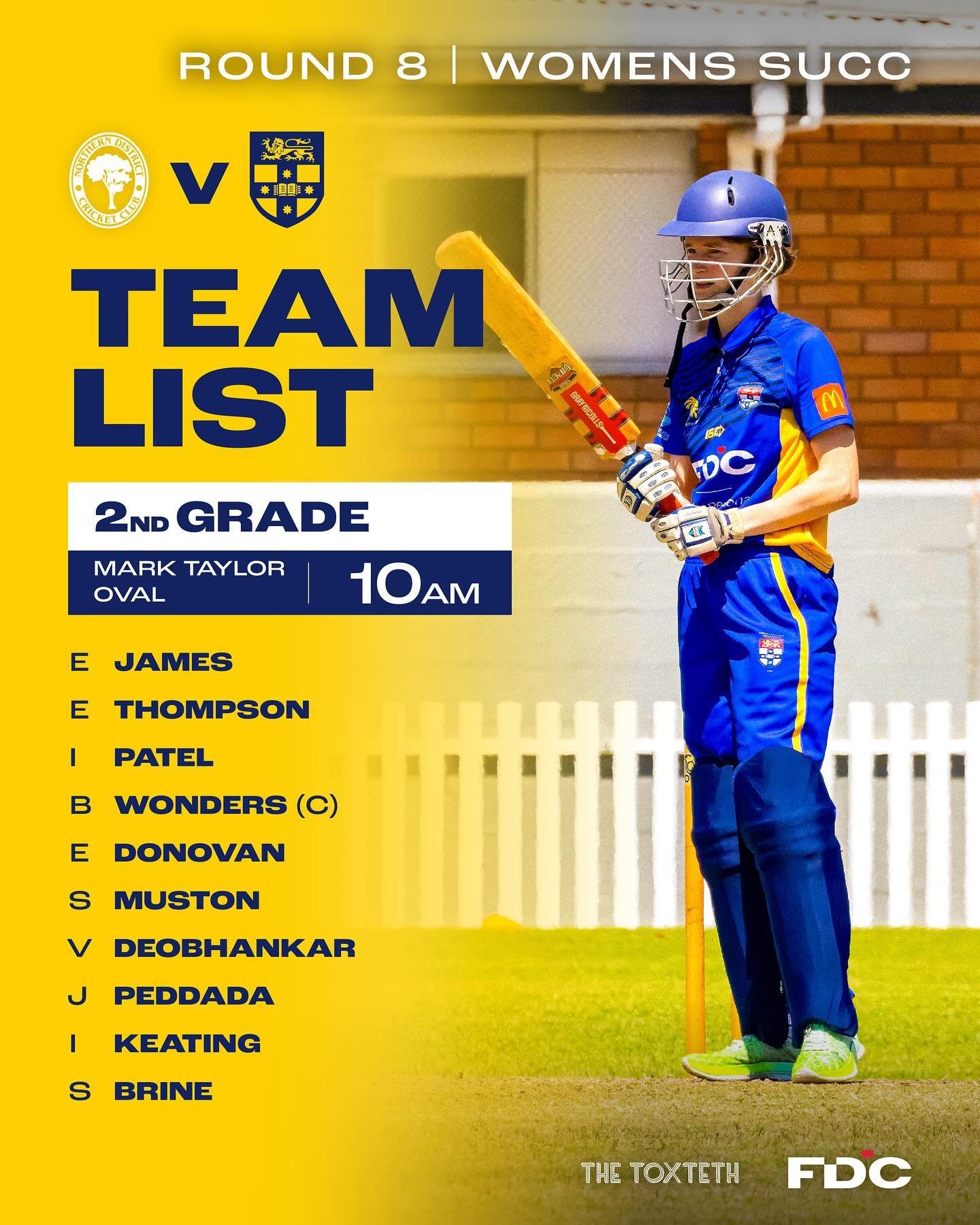 🟡🔵 WOMENS ROUND 8 TEAMLISTS 🟡🔵 

Our Women are ready to go with 2&rsquo;s taking on ND&rsquo;s at Mark Taylor, while Brewer take on the Swans at St Paul&rsquo;s. 

3&rsquo;s unfortunately suffered a wash out ☔️

#upthestudents👩&zwj;🎓