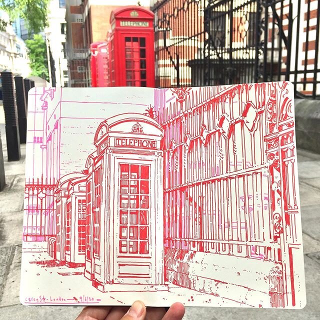 #art #artistsoninstagram #artwork #artist #illustration #illustrator #pen #ink #colour #draw #drawing #street #summer #weekend #june #2020 #london #city #phonebox #tourist #sketch #sketchbook #composition #posca #reportage #view #doodle