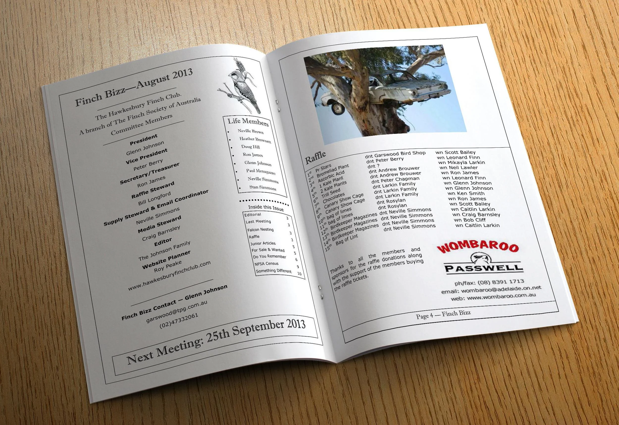 Example pages from our “Finch Bizz” newsletter