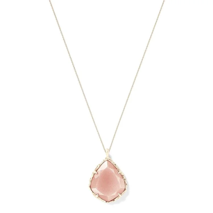 Trapezoid Necklace in Peach Moonstone