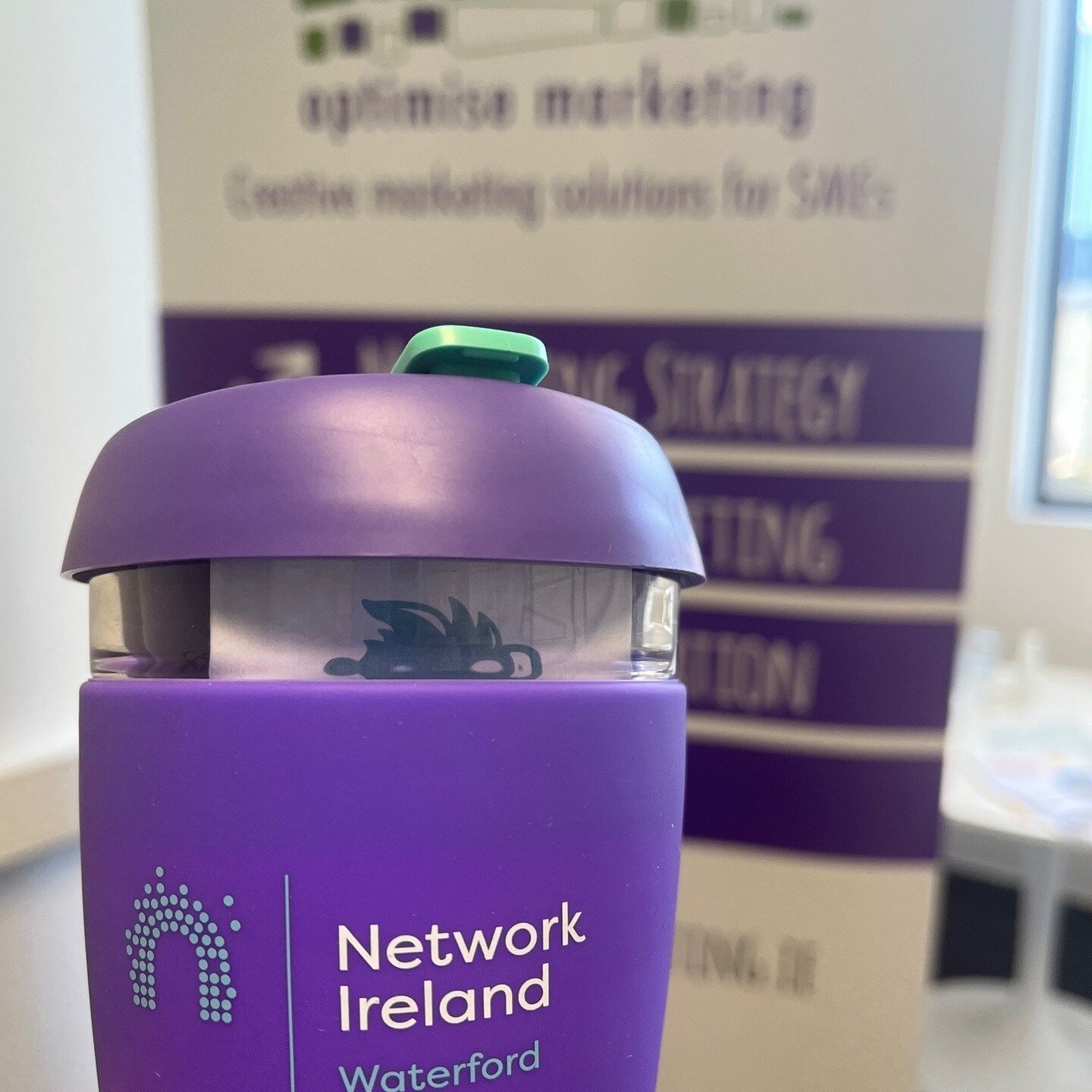 👀 Look how well our brand colours match!! I was delighted to receive this fab @networkwaterford branded glass coffee cup last week at the #iwd2024 lunch celebration in Faithlegg House Hotel. Huge thanks to Mailo Power of @monkeycups1 who gifted all 