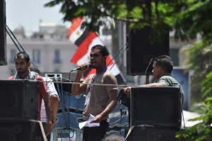 The passion on the the speaker's face was felt throughout the crowd. 