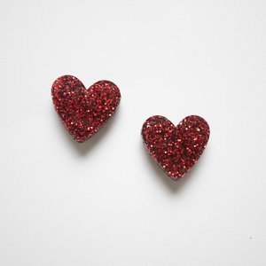 Red Glitter Hearts & White 3-D Teardrop Earrings — Blythewood General Store