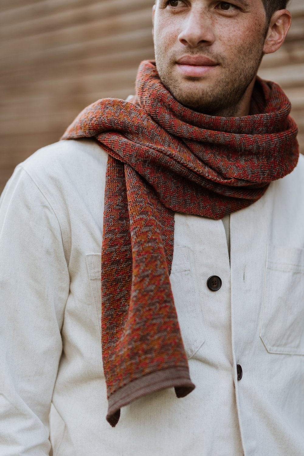 Rust Graphic Jacquard Knit Cotton Scarf - Black With Rusty Brown - Studio  Myr