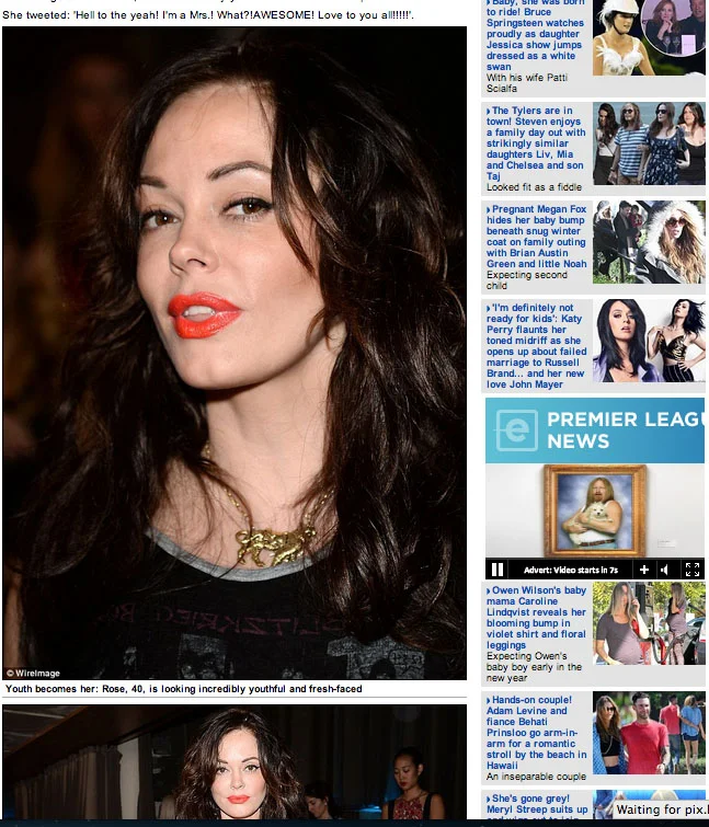 Rose McGowan in our gold Carousel Tiger Necklace http://www.dailymail.co.uk/tvshowbiz/article-2518565/Shes-Charmed-alright-Rose-McGowan-40-turns-years-bares-midriff-W-Magazine-party-Malibu.html