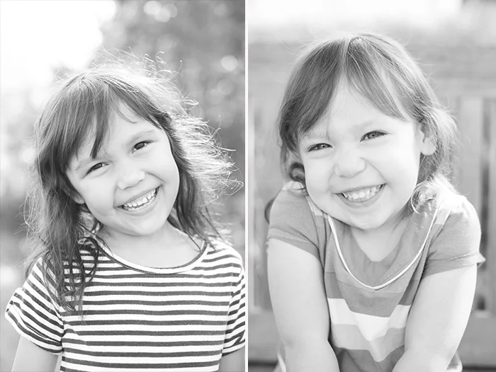 These black and white portraits of the girls are my favorites. They're straightforward and timeless. Plus, I love how each girl is exuding joy but their expressions and body language are different. 