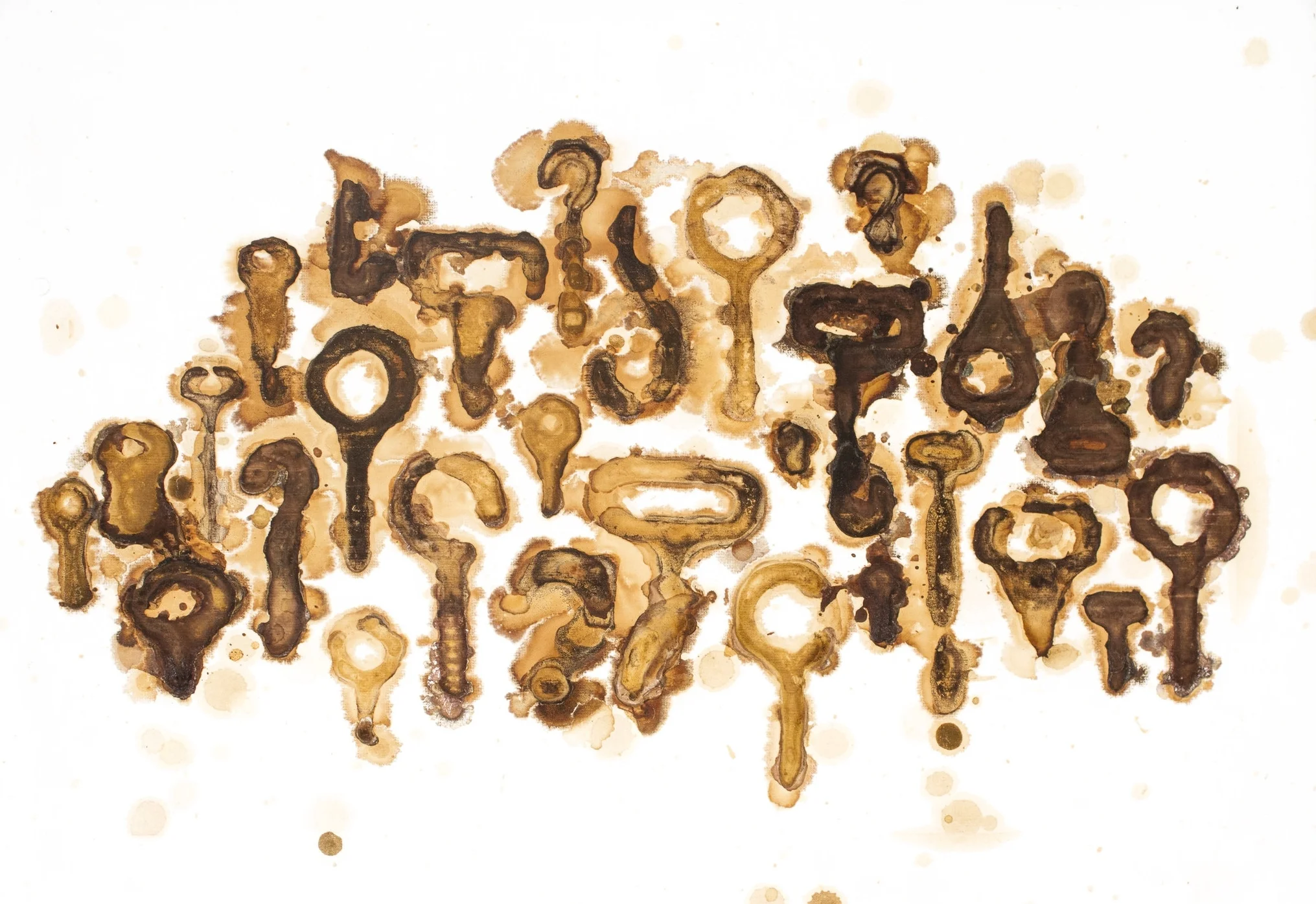  Untitled Imprint (Hooks) 2016  H: 15" W: 21"  Rust on canvas paper       