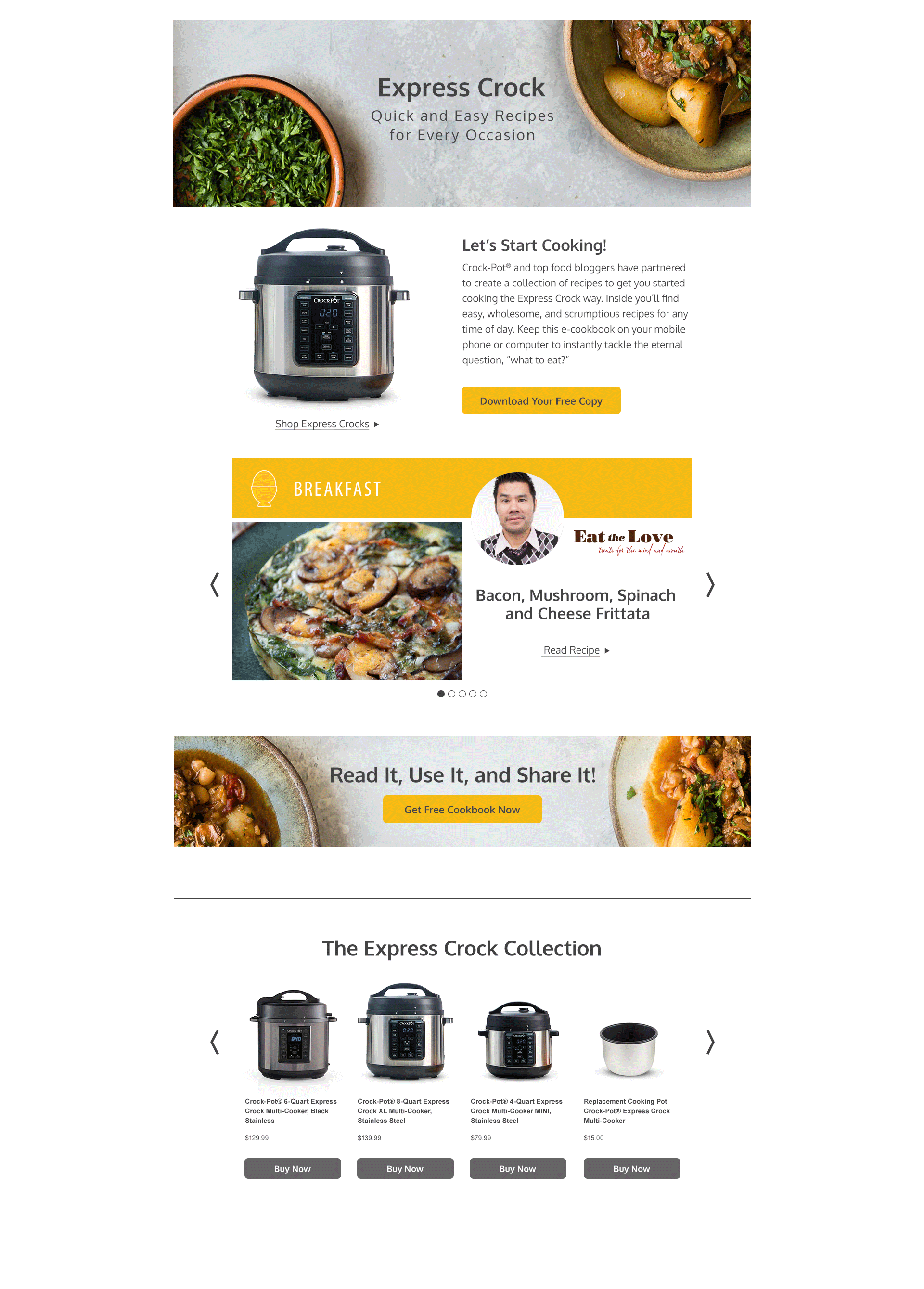 Express Crock landing page