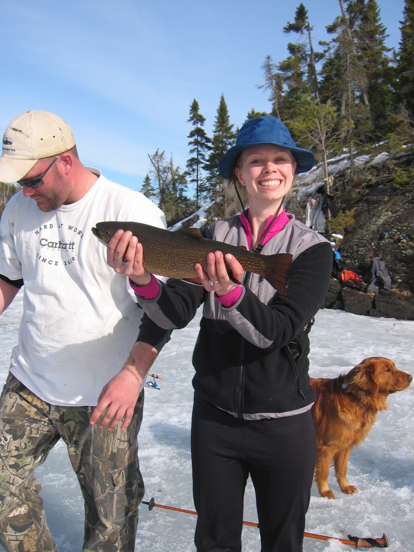 Amber Adam shows off a brook trout in the BWCA. Brook trout are no longer reproducing in Brown's Creek, but can still be found in Valley Creek.jpg