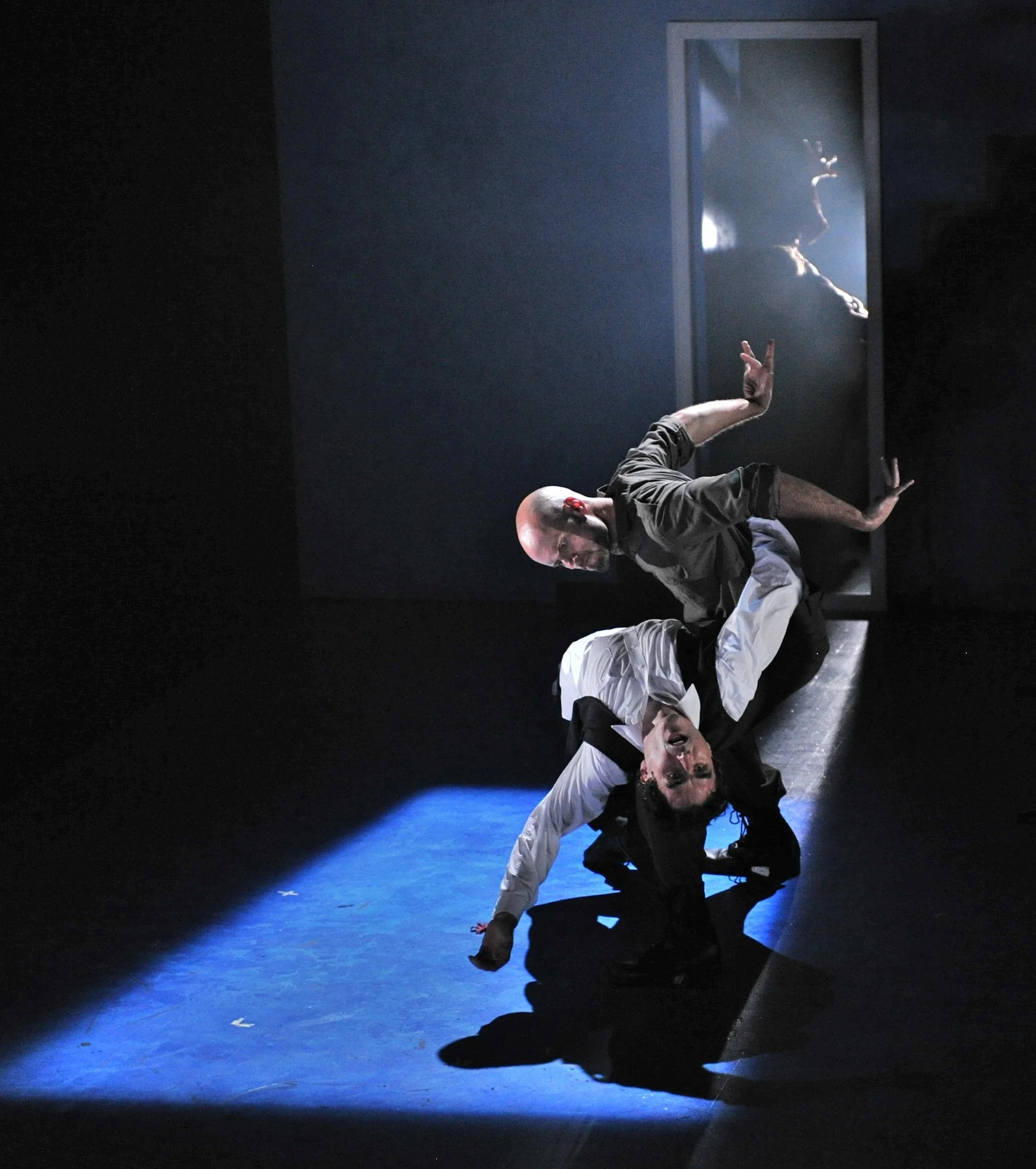 SEPTIMUS AND CLARISSA (Left) Tommy Schrider, (Right) Craig Baldwin, Paula McGonagle (background). Photo by Richard Finkelstein.