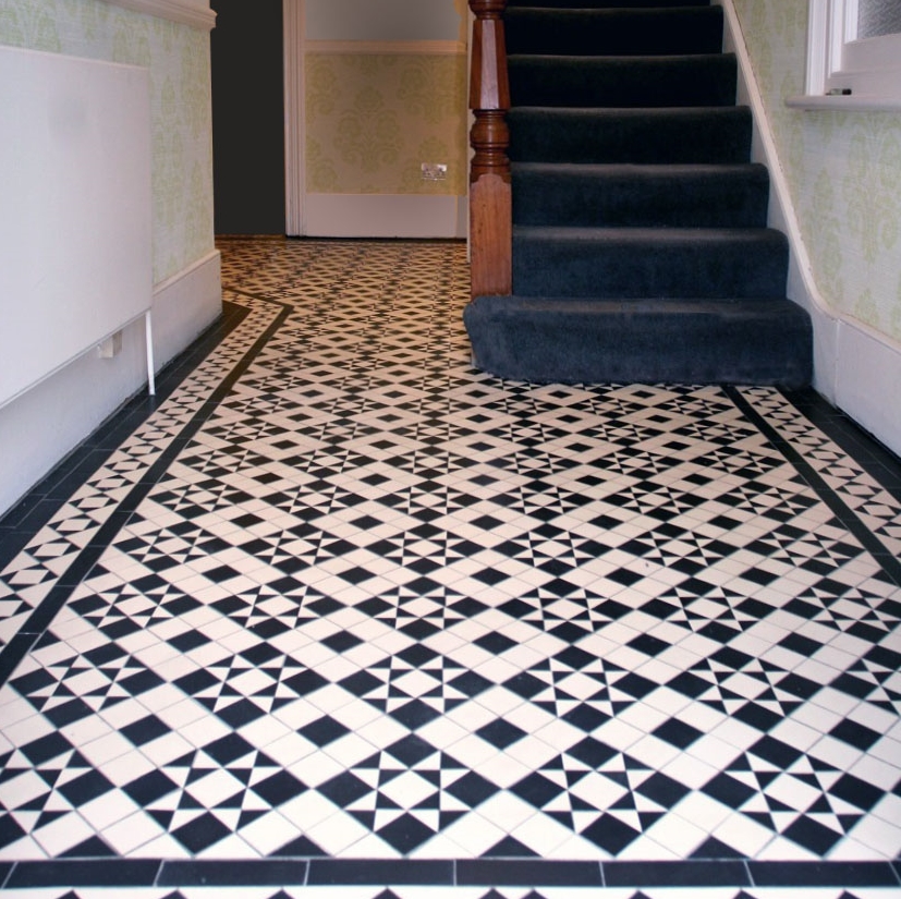 Mosaic Hallway In Hazlewell Road, Black And White Floor Tiles Hallway