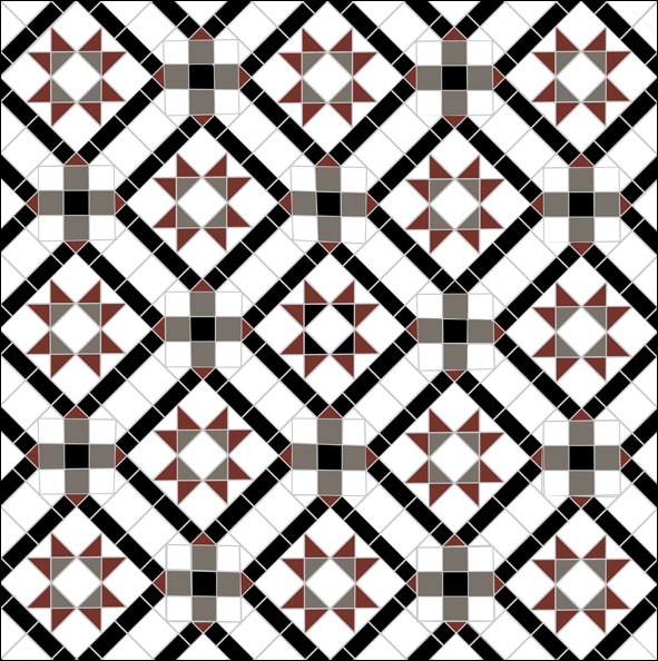 Sleton Red Grey White Black, Red And White Victorian Floor Tiles