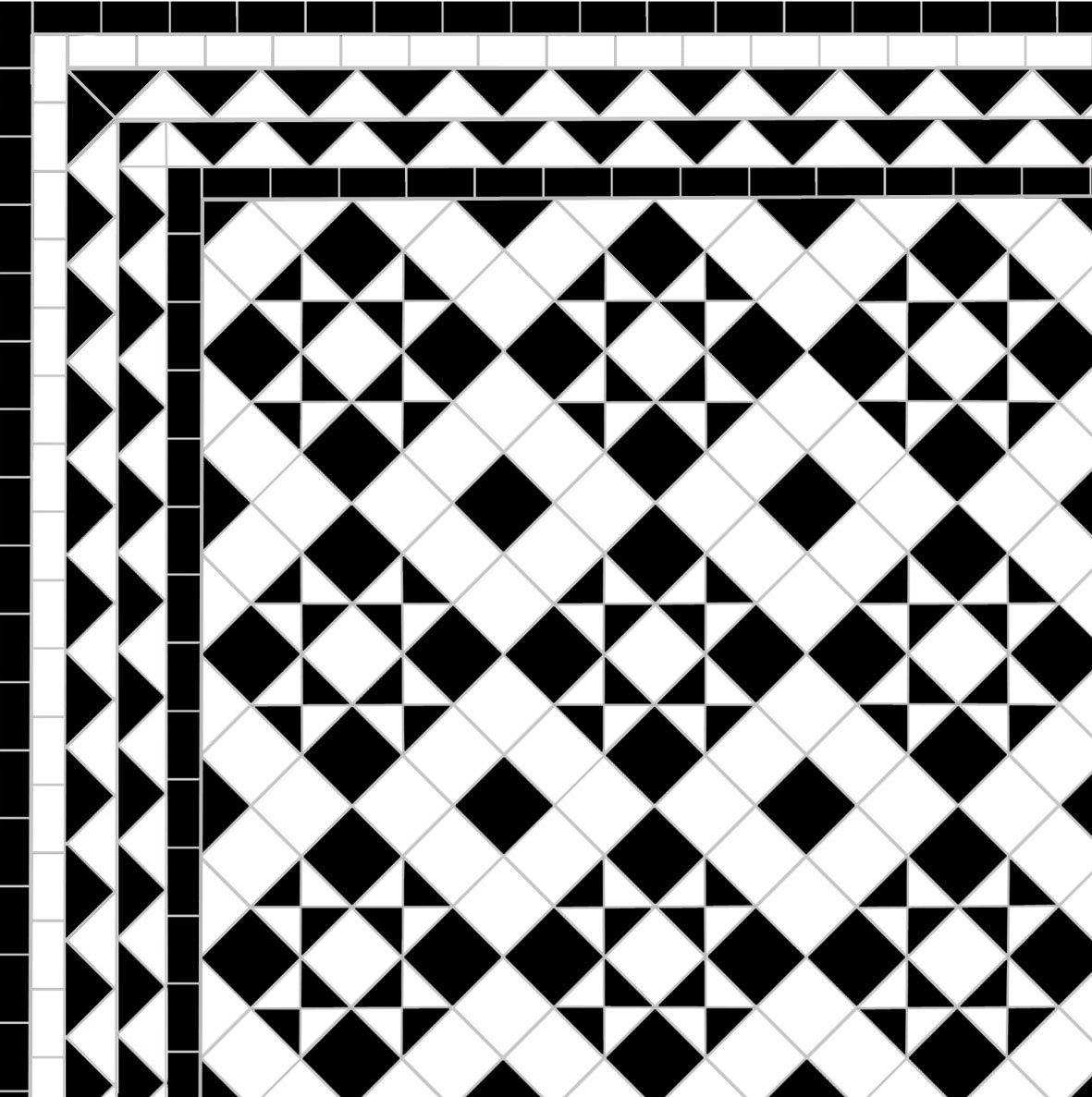 black and white victorian floor tiles