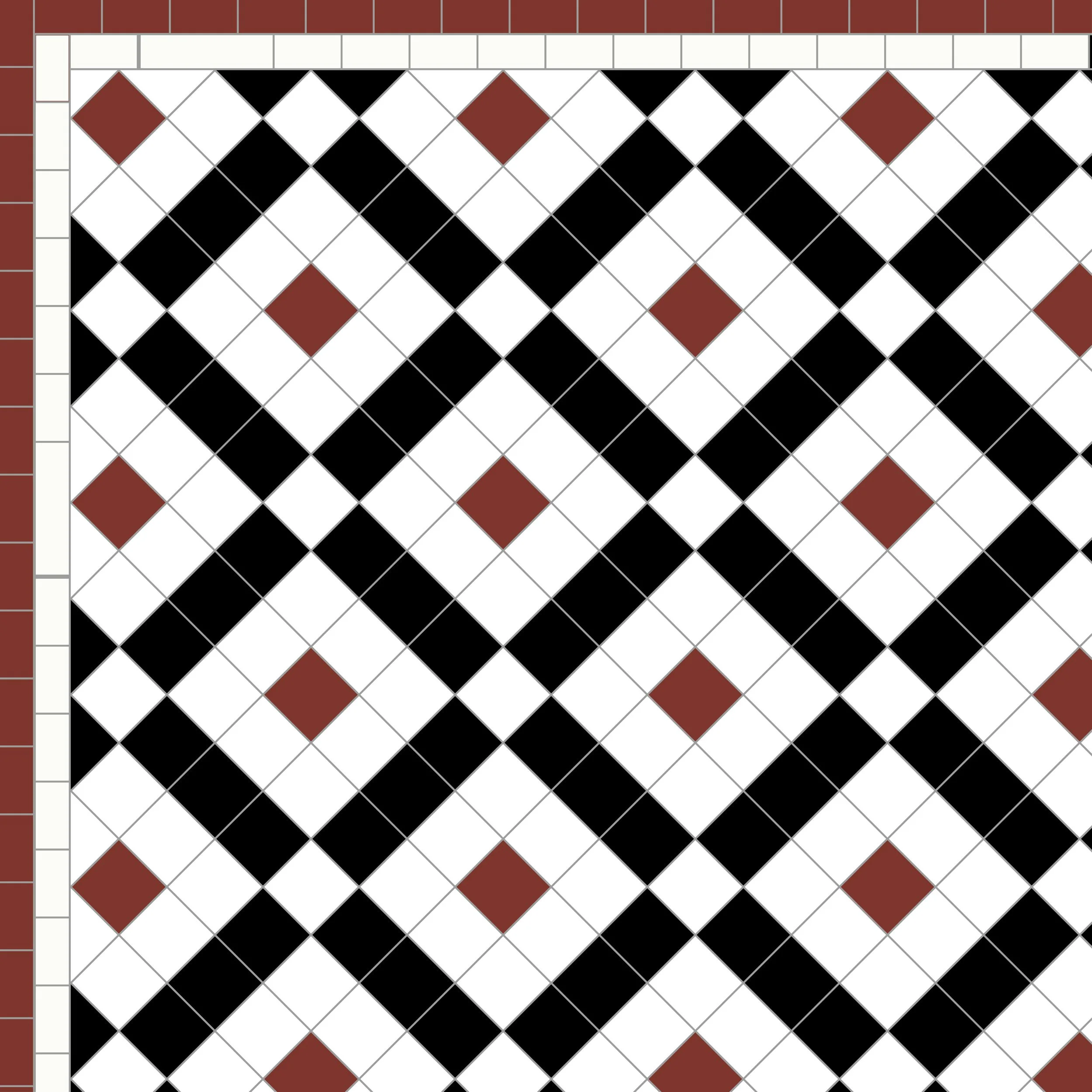 Banded Boxes-£155 Two Line Border - £30/Lin. m. Black, White & Red