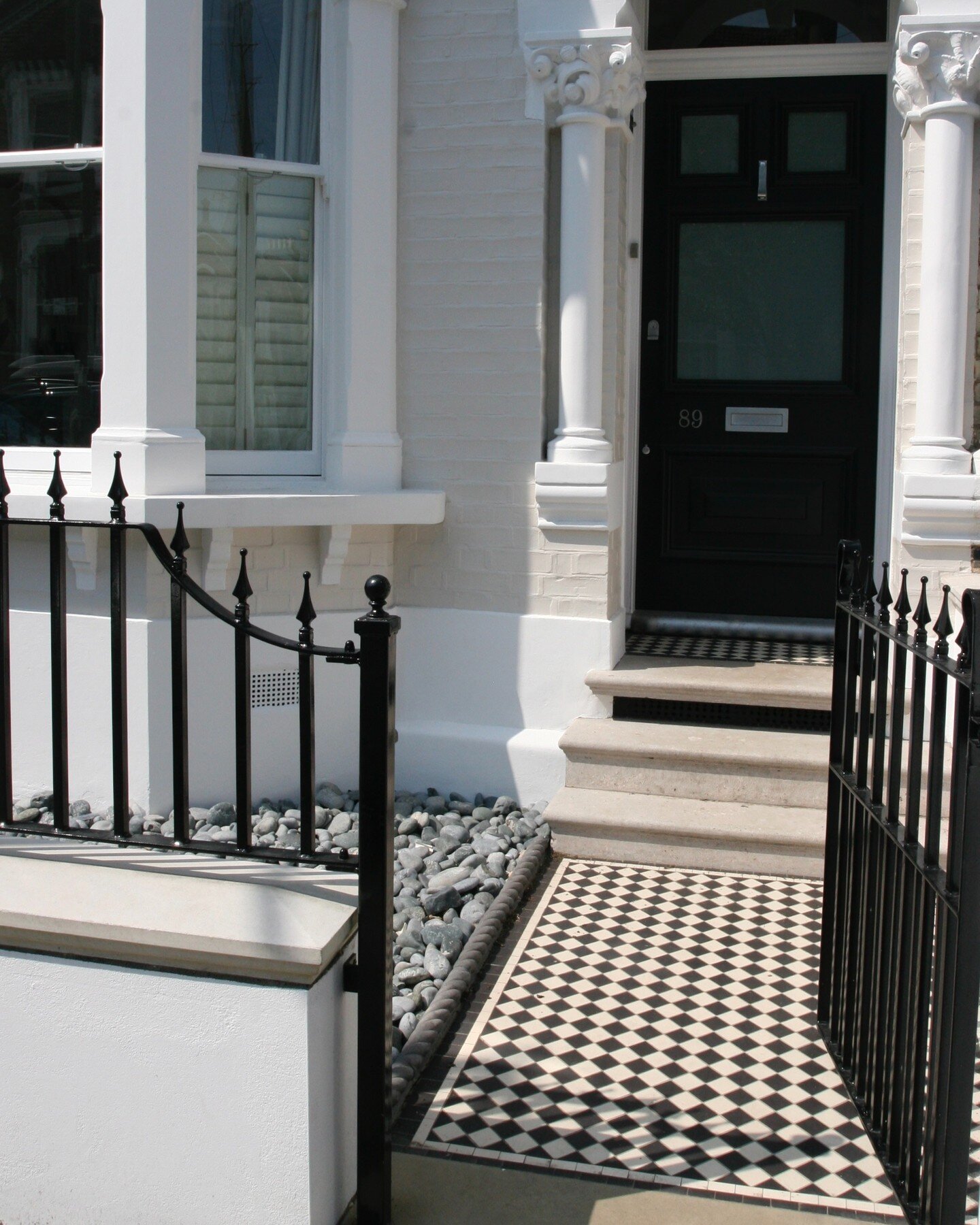 Black &amp; white 5cm (2&rdquo;) tiles - &pound;145/m2 Black &amp; white 5cm (2&quot;) tiles - &pound;145/m2 with two line border &pound;30 per linear metre. Email or message for quote #victoriantiling #victoriantiles #periodfeatures #tilerestoration