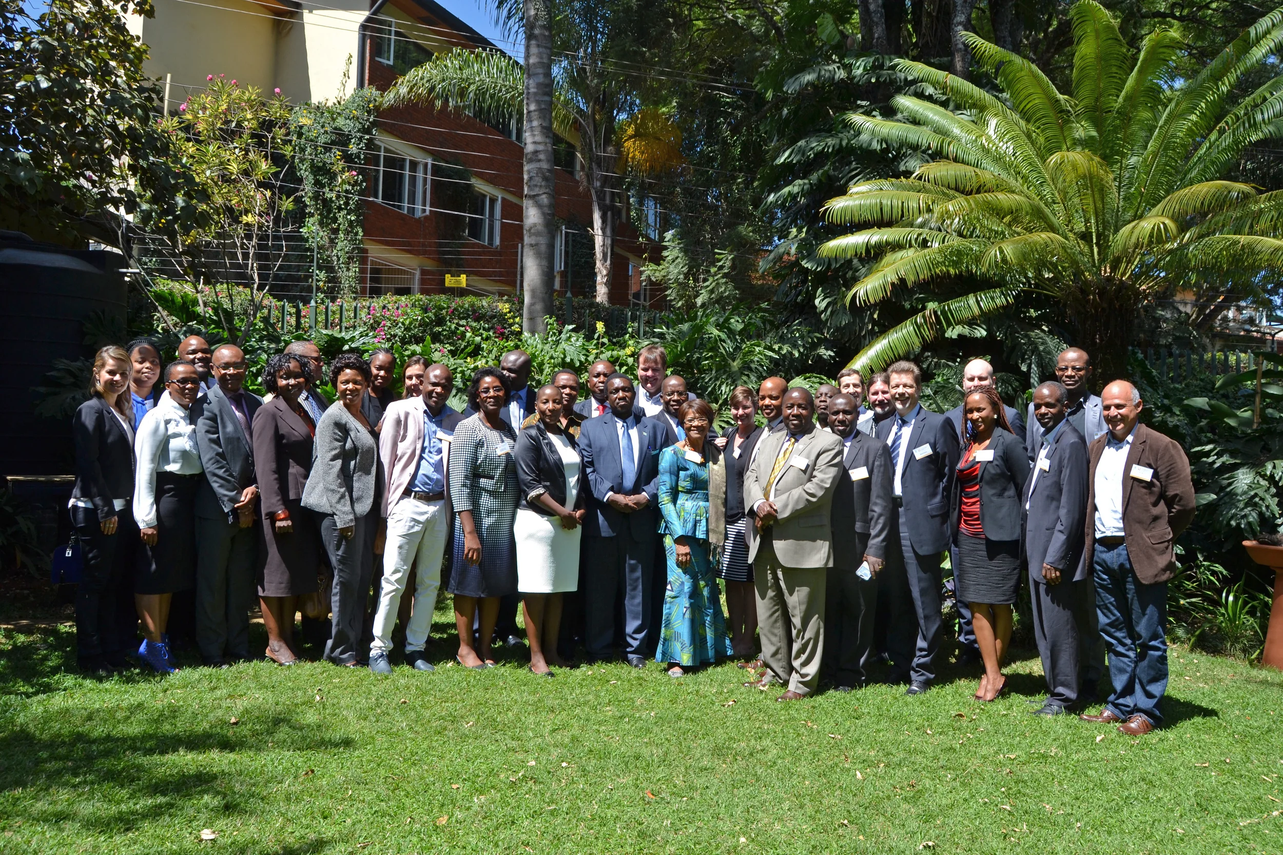 Attendees of the GDSA Focal Points meeting including: the GDSA Secretariat, member country delegations, and Conservation International staff, pose at the Fairview Hotel in Kenya on February 25. (CI Photo/Naomi taylor)