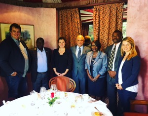 Staff members from the GDSA and Conservation International meeting with the Cabinet Secretary (Prof Judi Wakhungu) and the GDSA Focal Point for Kenya.