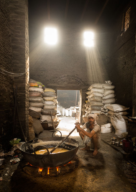 Reisfotografie suikerproductie India