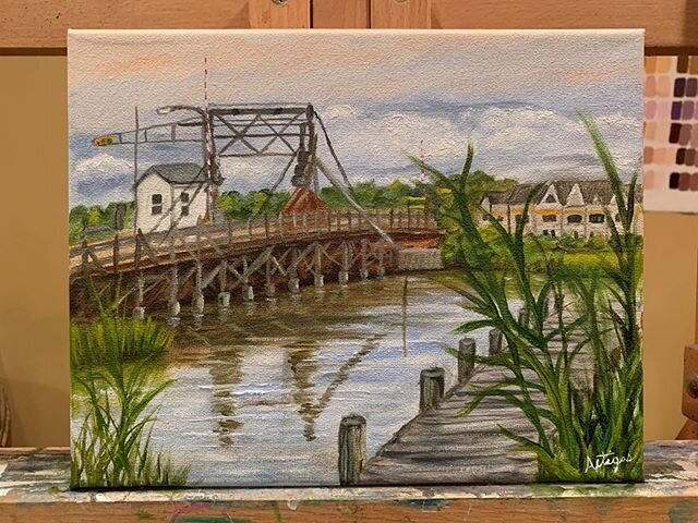 Here is the final of my Glimmer Glass Bridge oil painting. I hope you enjoyed watching me create this painting. Come back tomorrow at 4pm on my Facebook page for a new painting-It's going to be a totally different style.  Click on the link on my bio 