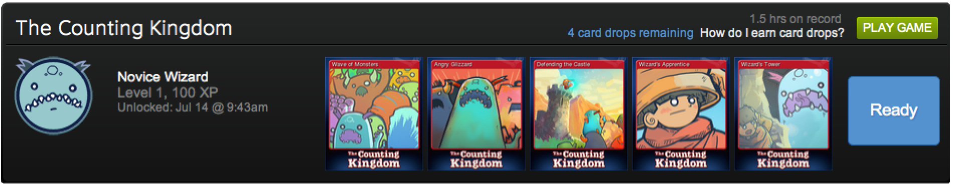 The Counting Kingdom, math game for kids, Steam Trading Cards