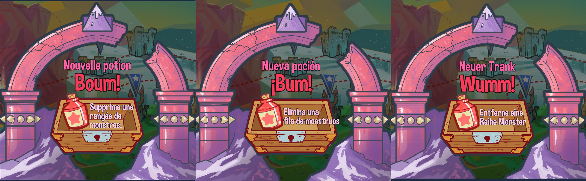 The Kaboom Potion translated into French, Spanish & German