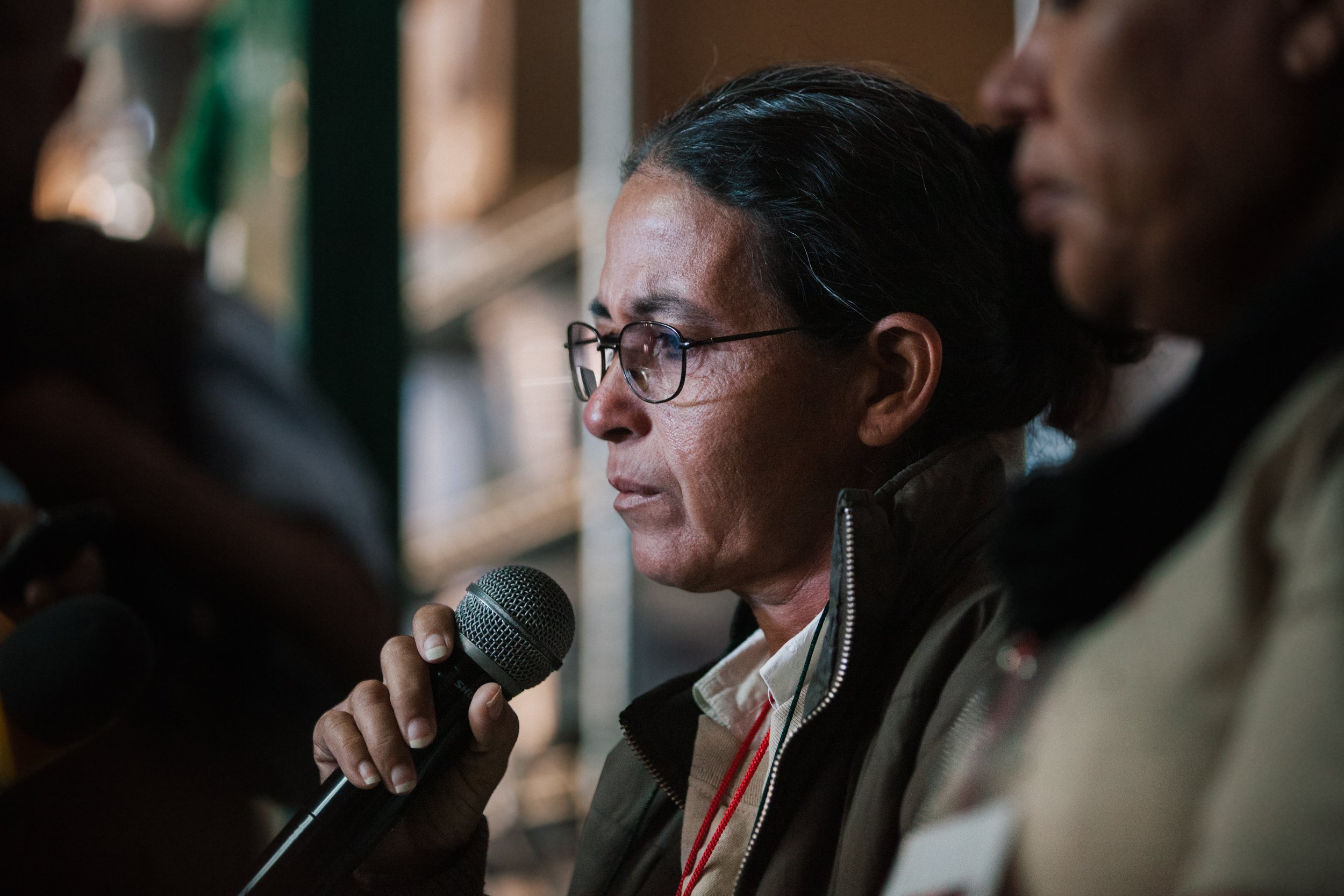  Liliam Morales, a mother searching for her missing daughter, speaks passionately during a press conference in Nogales, Sonora, Mexico. She and the other mothers demand justice from the Mexican government and plead for any information regarding their