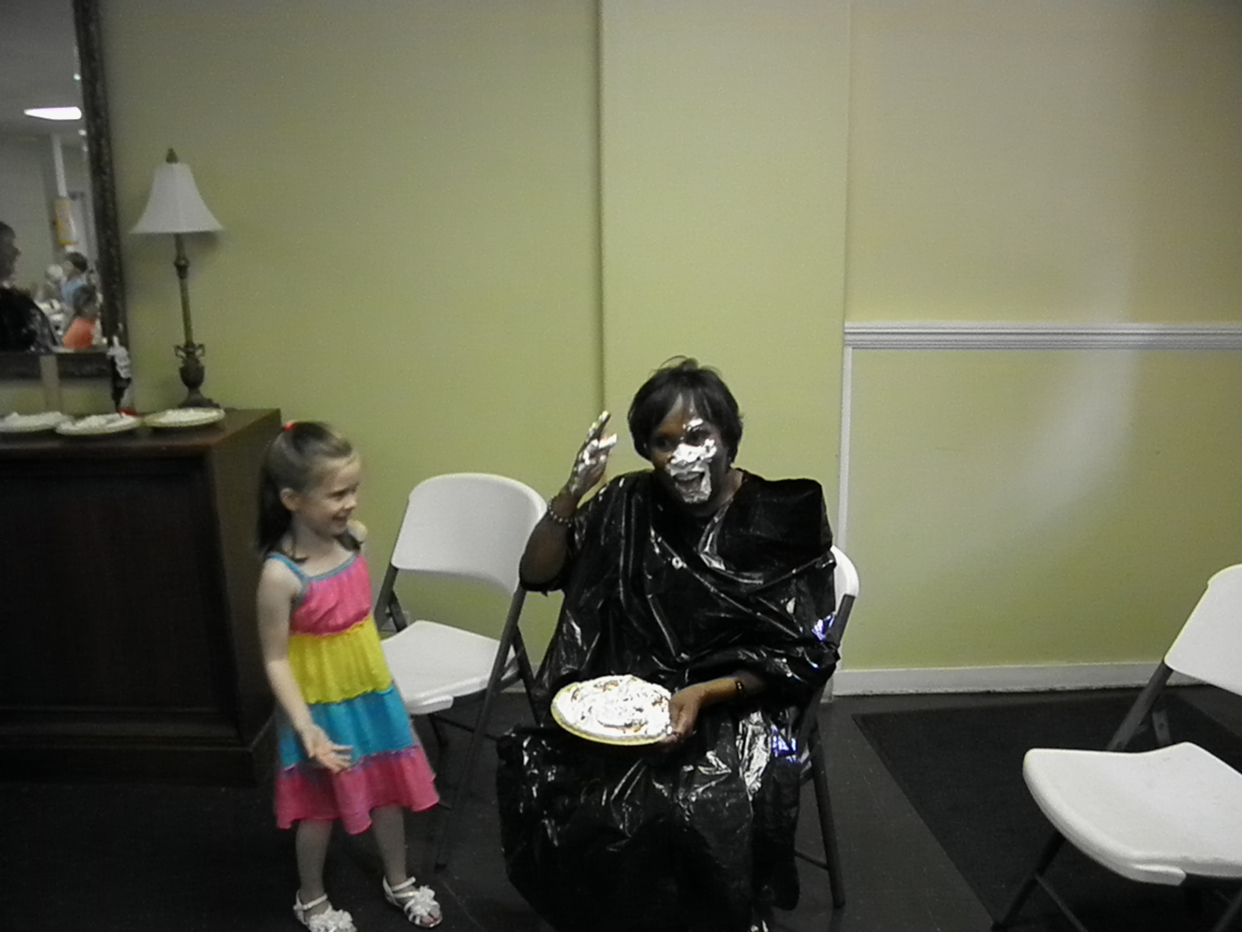 Carol Williams, getting a pie in the face for our fundraiser