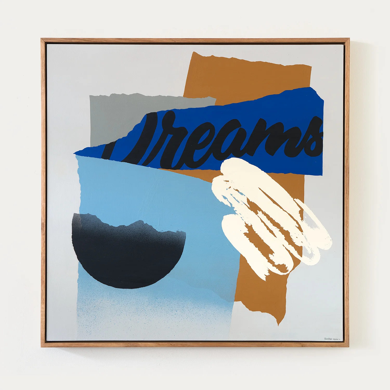 Dream upon my lips 2016, Acrylic on timber, framed 80 x 80cm, for Brixton Broadcast event, Backwoods Gallery Melbourne