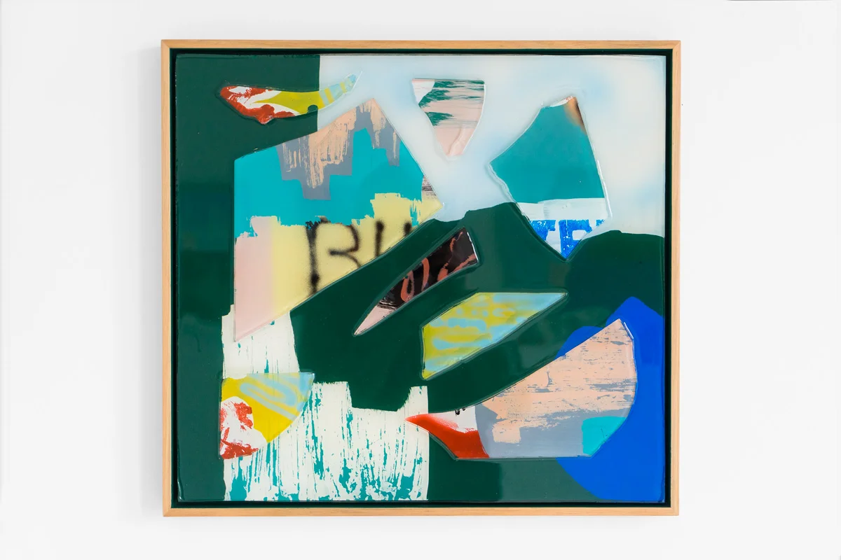 Stray 2017, Resin and acrylic on timber, 61x66cm