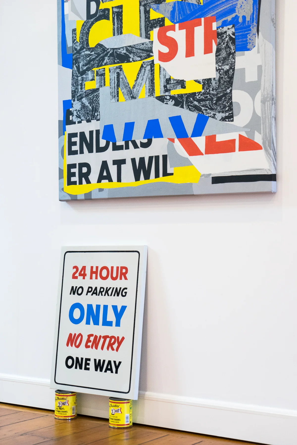 Divergence exhibition 2019, Third Quarter Gallery, Brisbane. No Entry 2019, acrylic and metallic paint on canvas, 112 x 86cm No Entry 2, 2019, Enamel on tin, 40 x 30cm