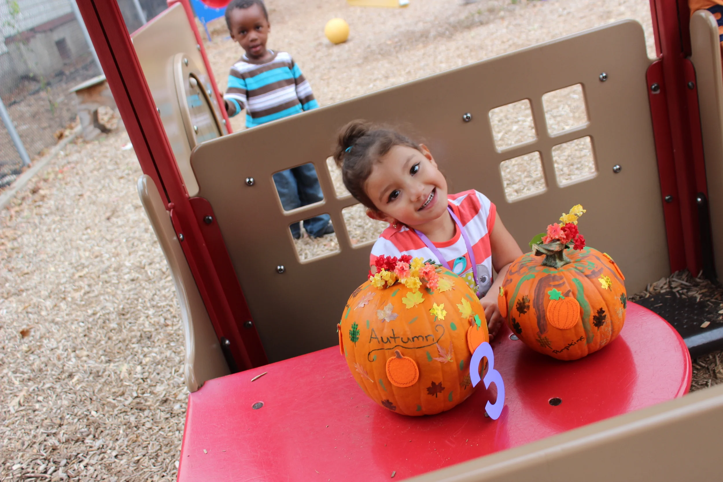 We raffled pumpkins away to the families.