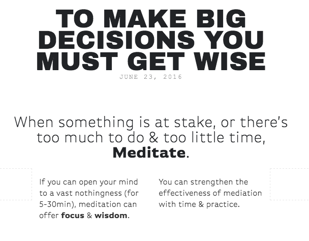 To make big decisions you must get wise