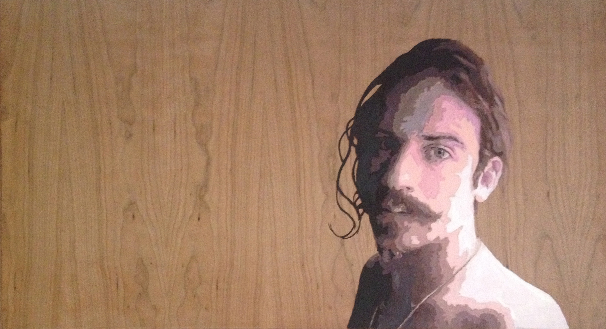 Self-Portrait (44"x25" - acrylic on cherry; 2013)