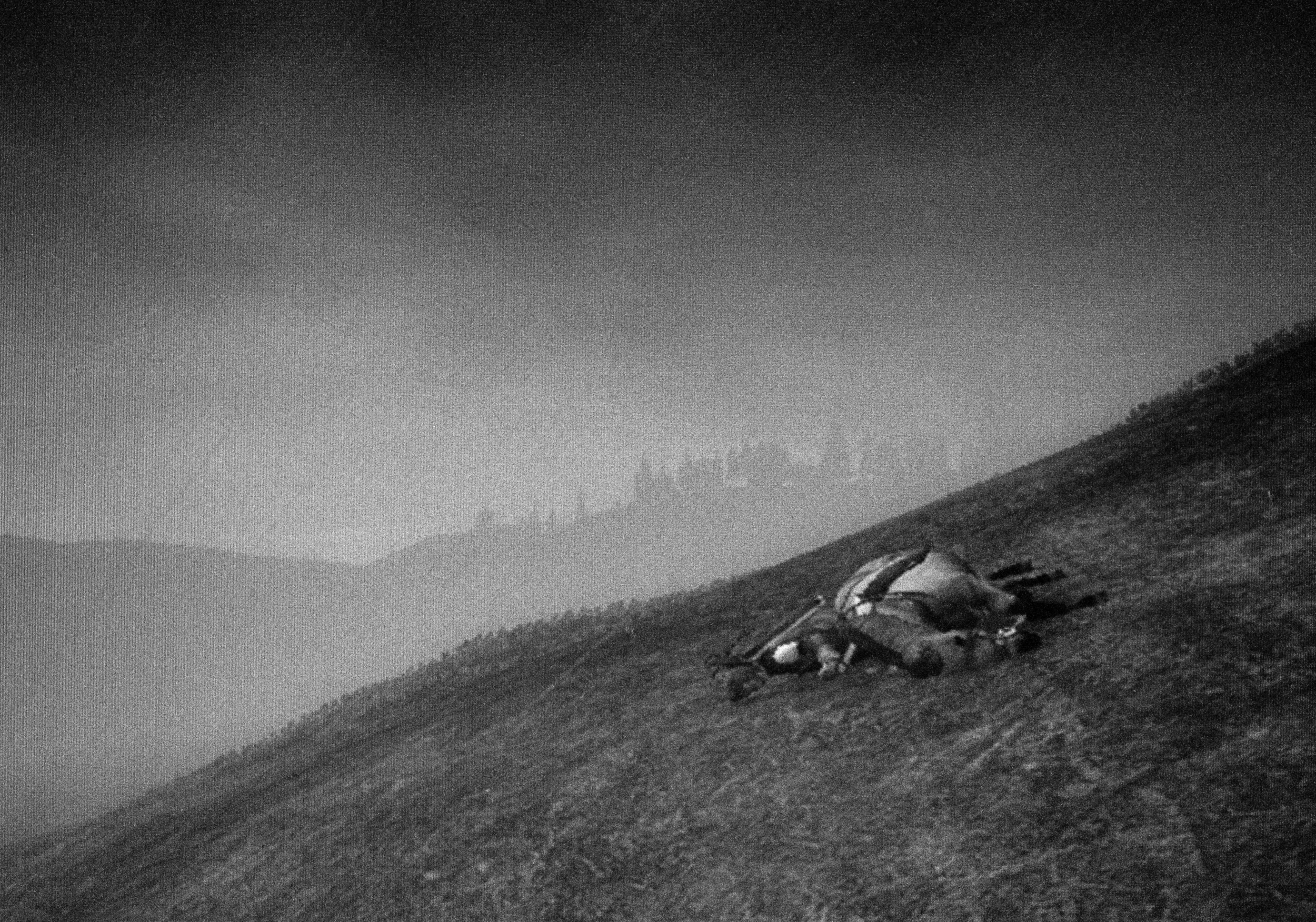 Landscape 8, with dead horse and man on a hillside