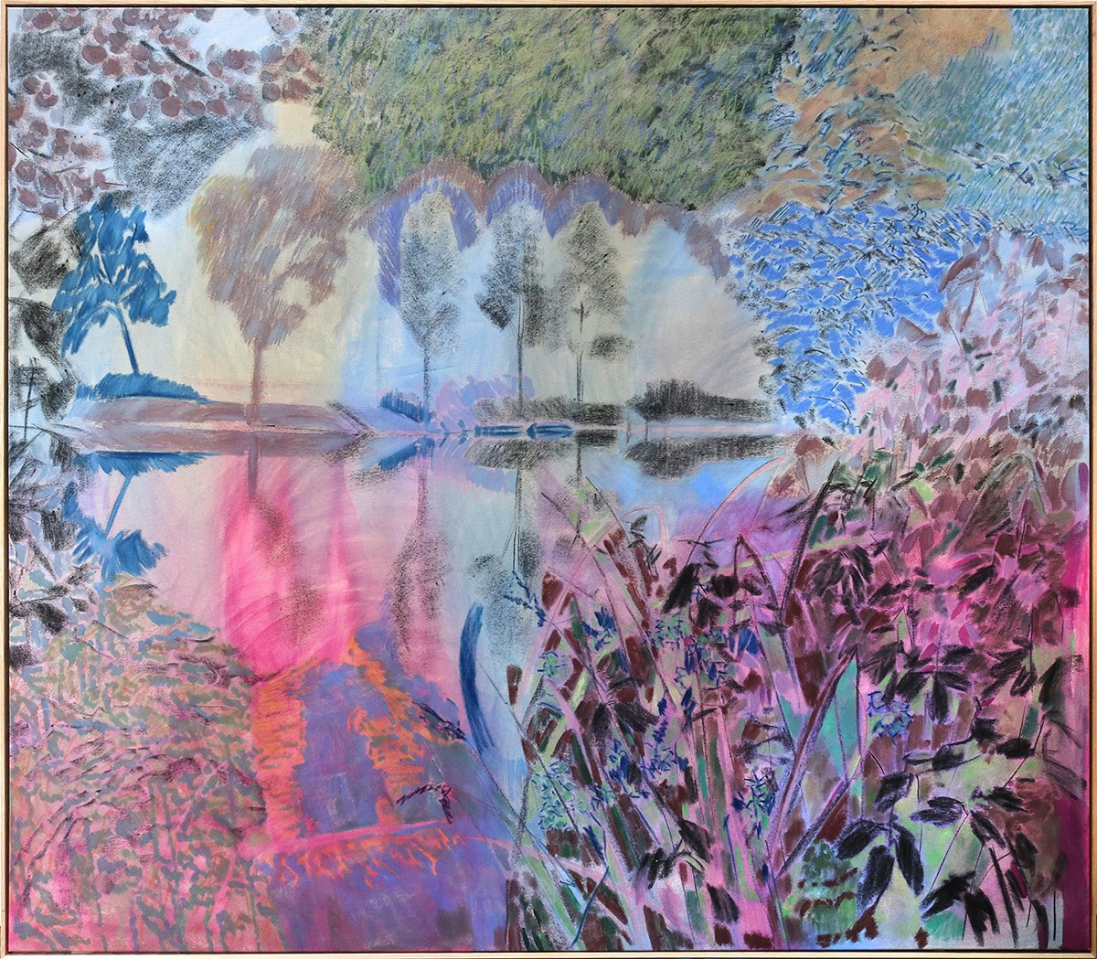  Reflections. A Memory. Acrylic, soft pastel and charcoal on canvas, 198cm H x 174cm W x 5cm D. 2022 