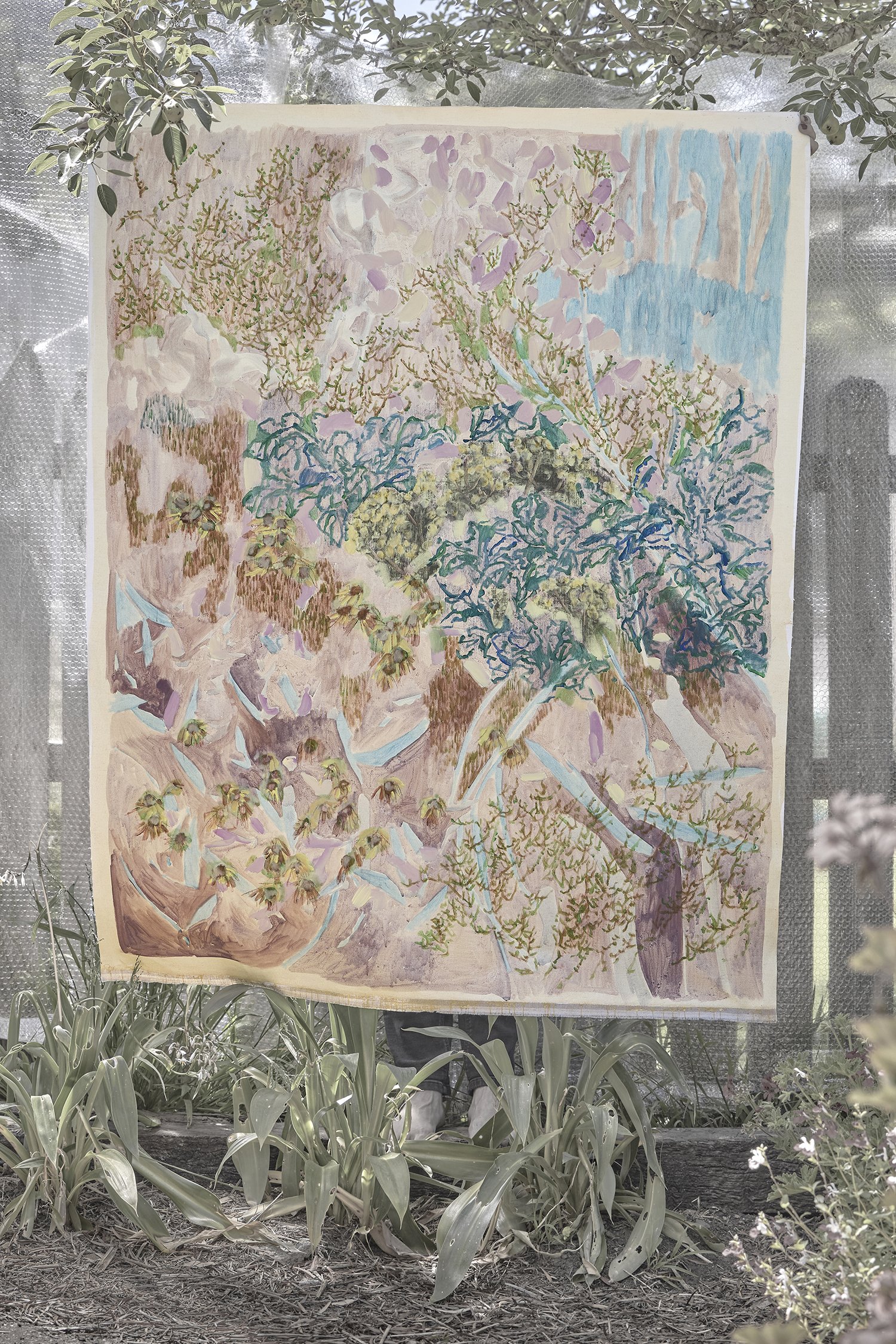  Lingering Seed Heads In An Overcrowded Rockery, 98cm x 125cm | SOLD 