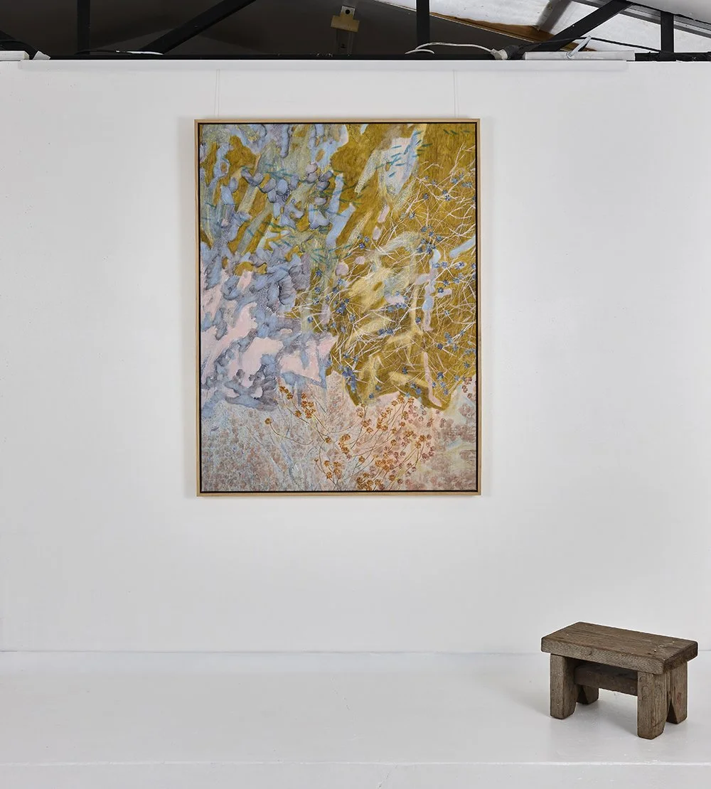  Mojave Buckwheat Under A Dawn Moon (2026)  Charcoal, Conté, Pastel and Acrylic on Canvas  120 x 90 cm SOLD 