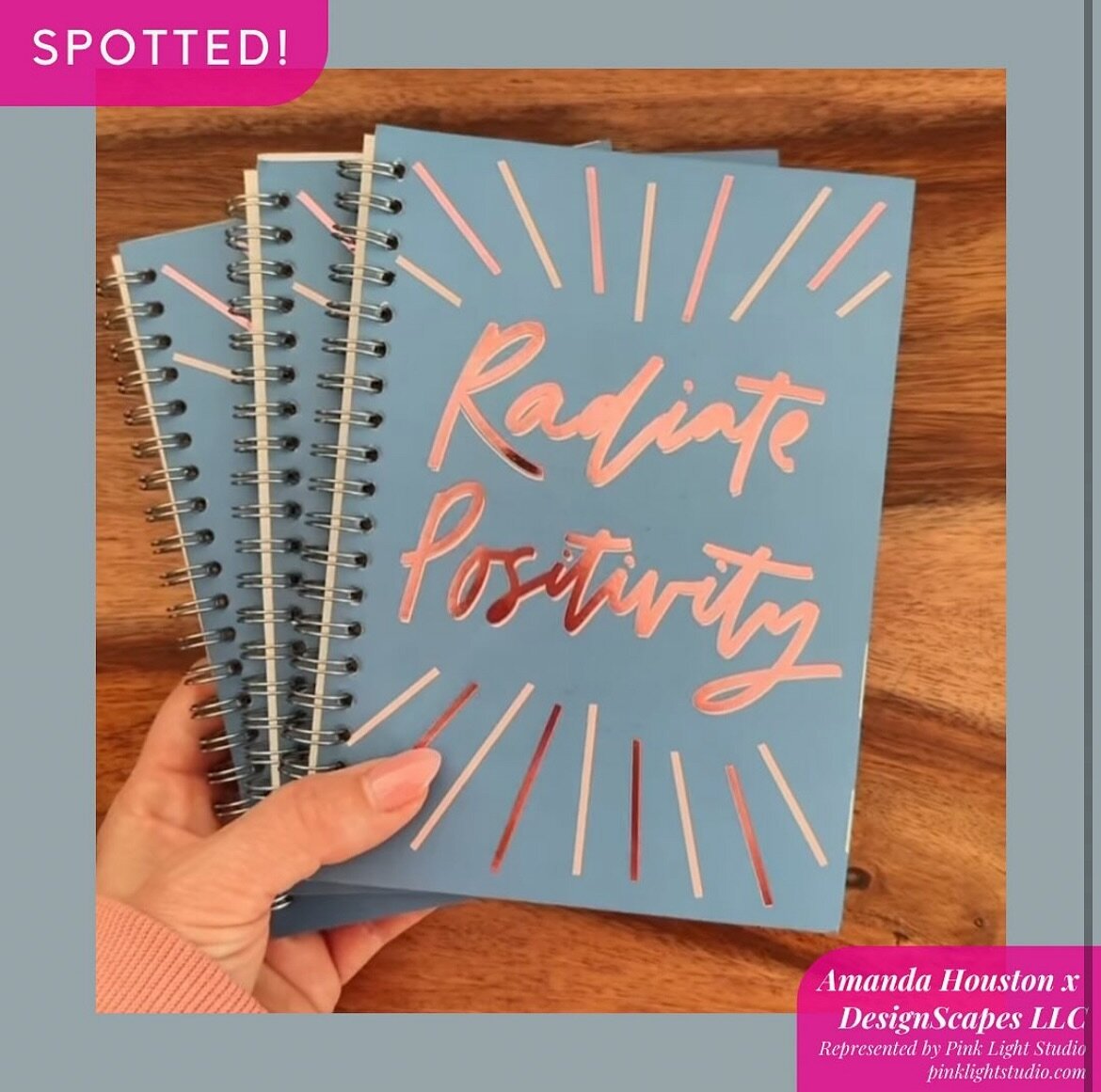 Resharing from @pinklightstudio ! Journals with art by @amandahoustondesign - radiate positivity this weekend ✨🌈