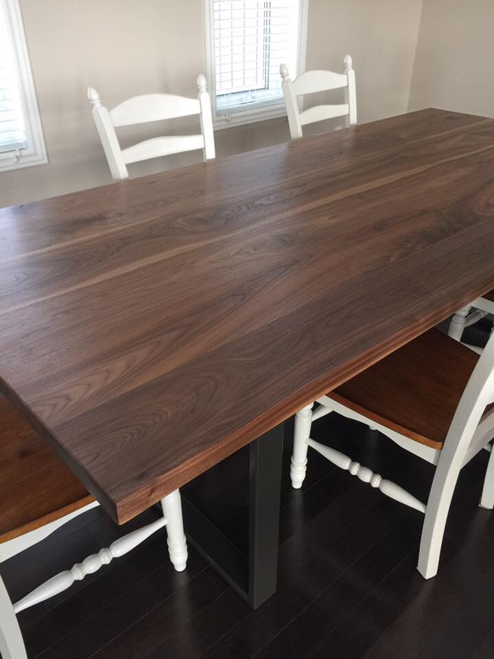 Modern Black Walnut Dining Table W Steel Base Made To Order Urban Tables Modern Black Walnut Dining Table W, Black Walnut Round Table Top