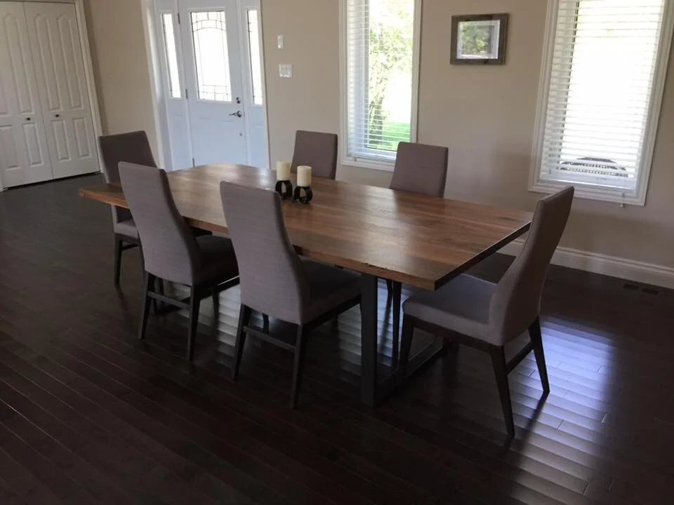Modern Black Walnut Dining Table W Steel Base Made To Order Urban Tables