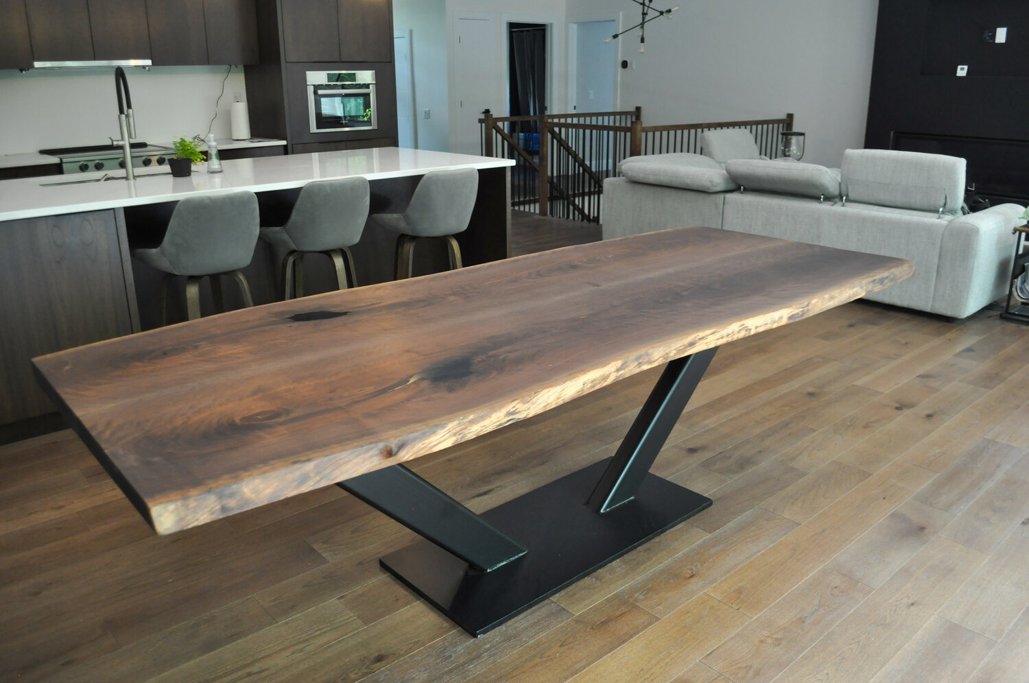 Steel K-base Dining Table Solid Wood Top / Custom — Urban Tables