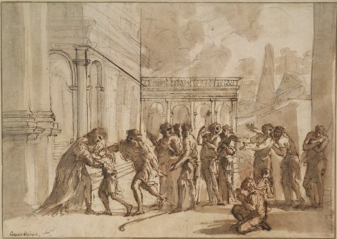 Early study for "Joseph Greeting his Brethren" by Pier Francesco Mola (c. 1656) © The Trustees of the British Museum