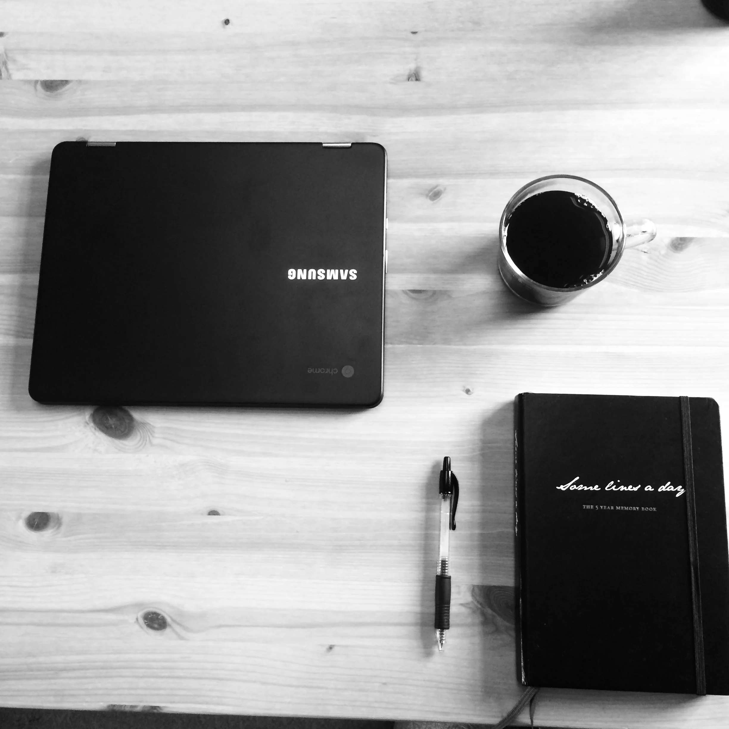 Stereotypical "I'm working" instagram post featuring my journal, coffee, pen, and laptop. Just so cliche I can't handle myself 