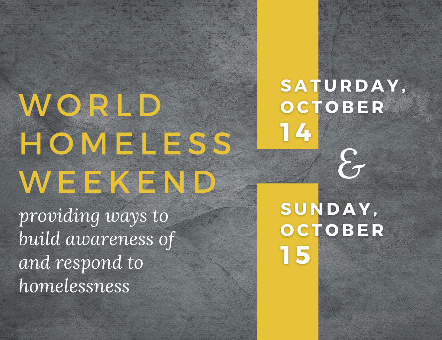 World Homeless Weekend: Breakfast, Art Exhibit and More