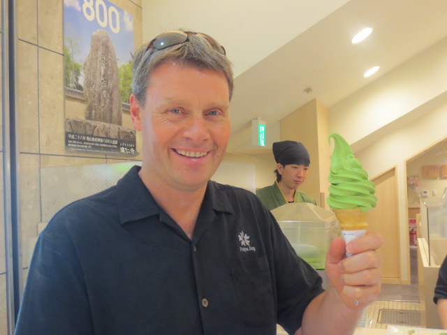 Benedikt with a green tea icecream