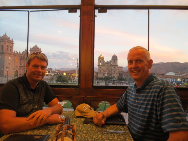 Dinner on the balcony overlooking Plaza de Armas