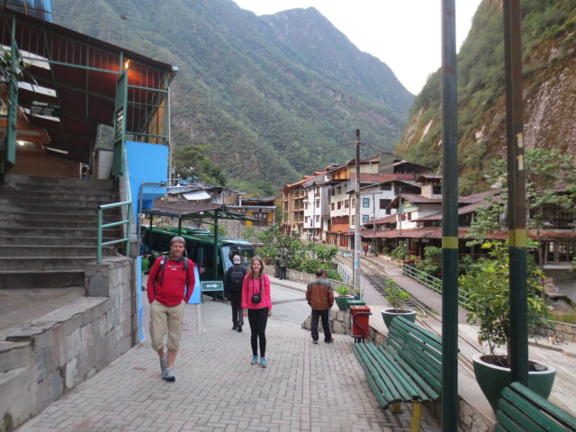 Early morning in Aquas Calientes on our way to the bus