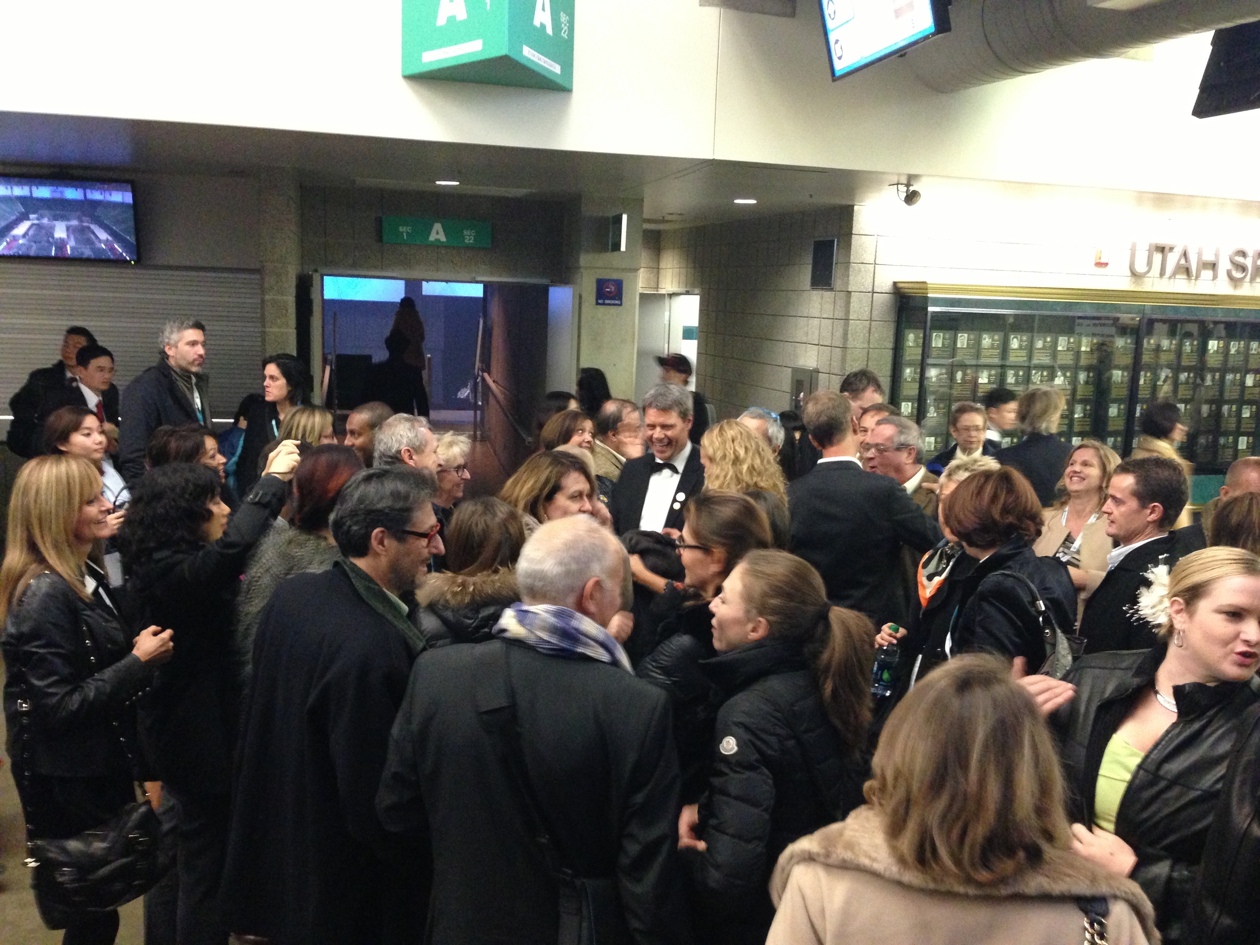 We got a very nice surprise when we came up from the floor after the main recognition.  A large group of the French team had gathered and waited to greed us - they were so incredibly genuine and nice!